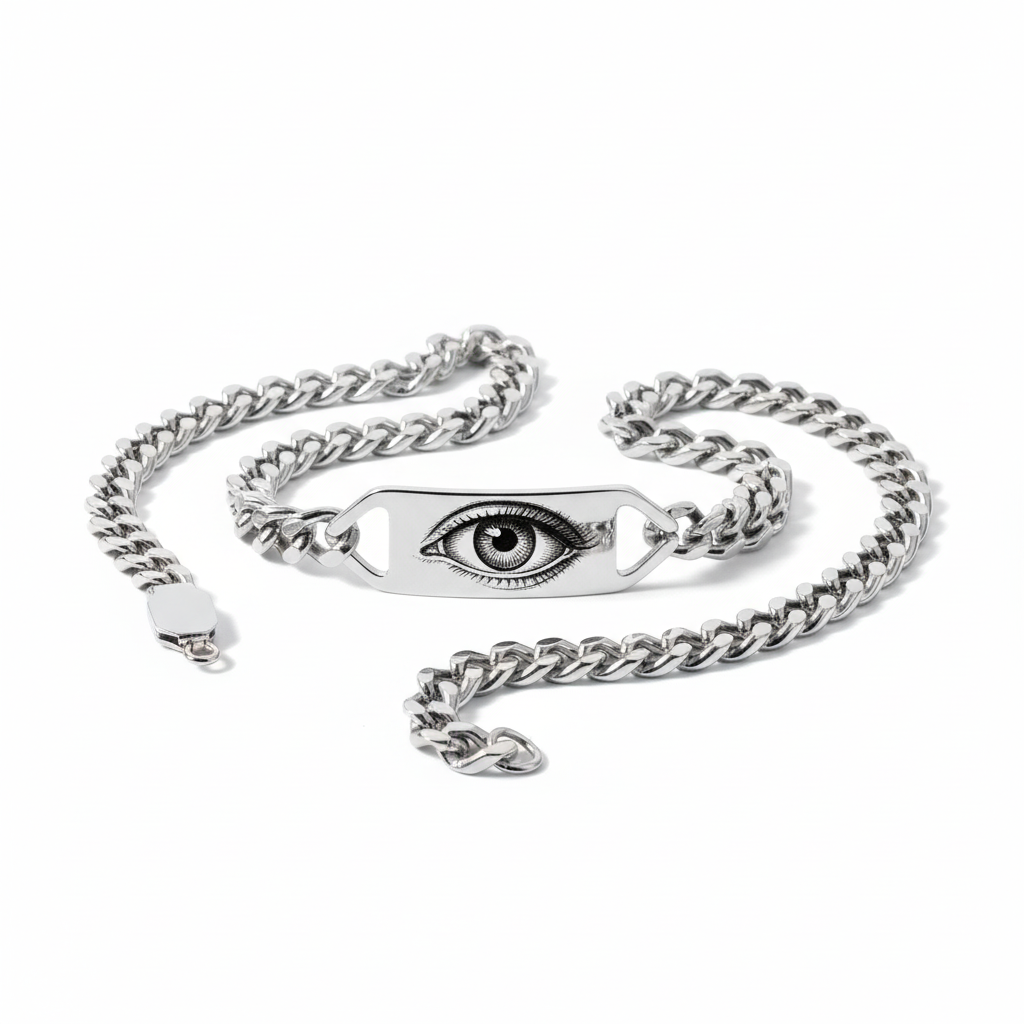 Silver Eye Bracelet - White Background