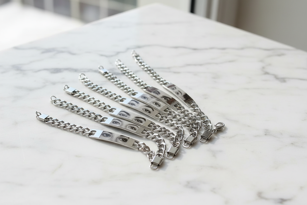 Silver Eye Bracelet - Marble Surface