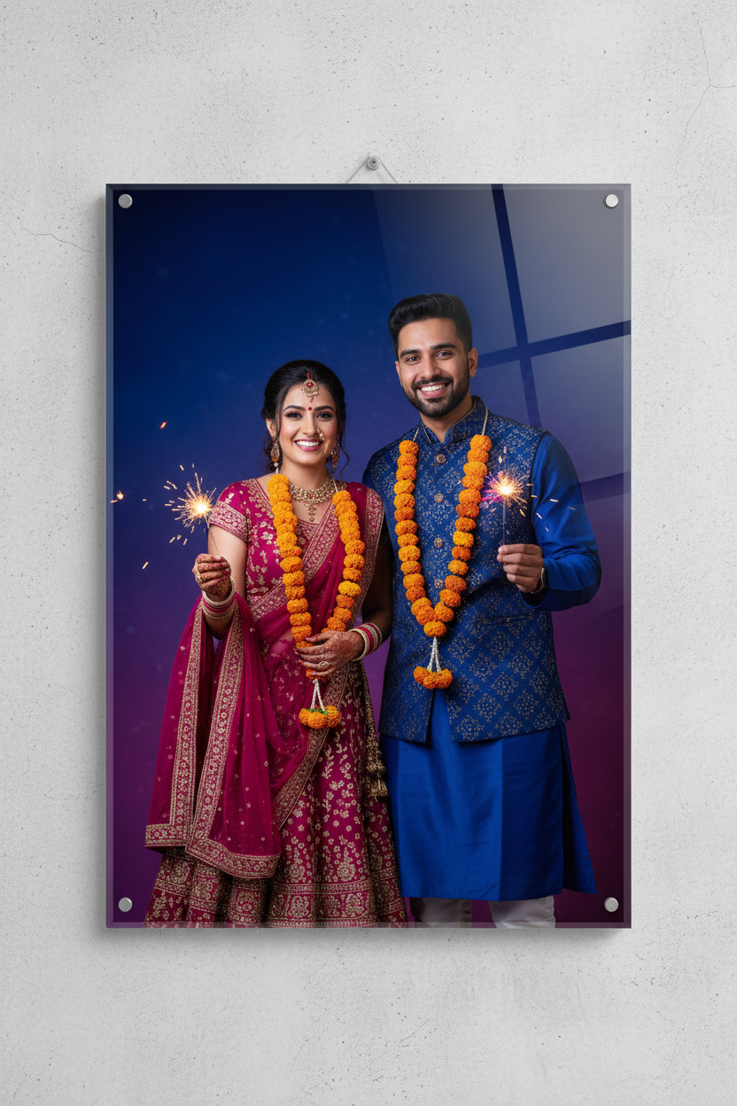 A4 Acrylic Wall Frame Festive Couple