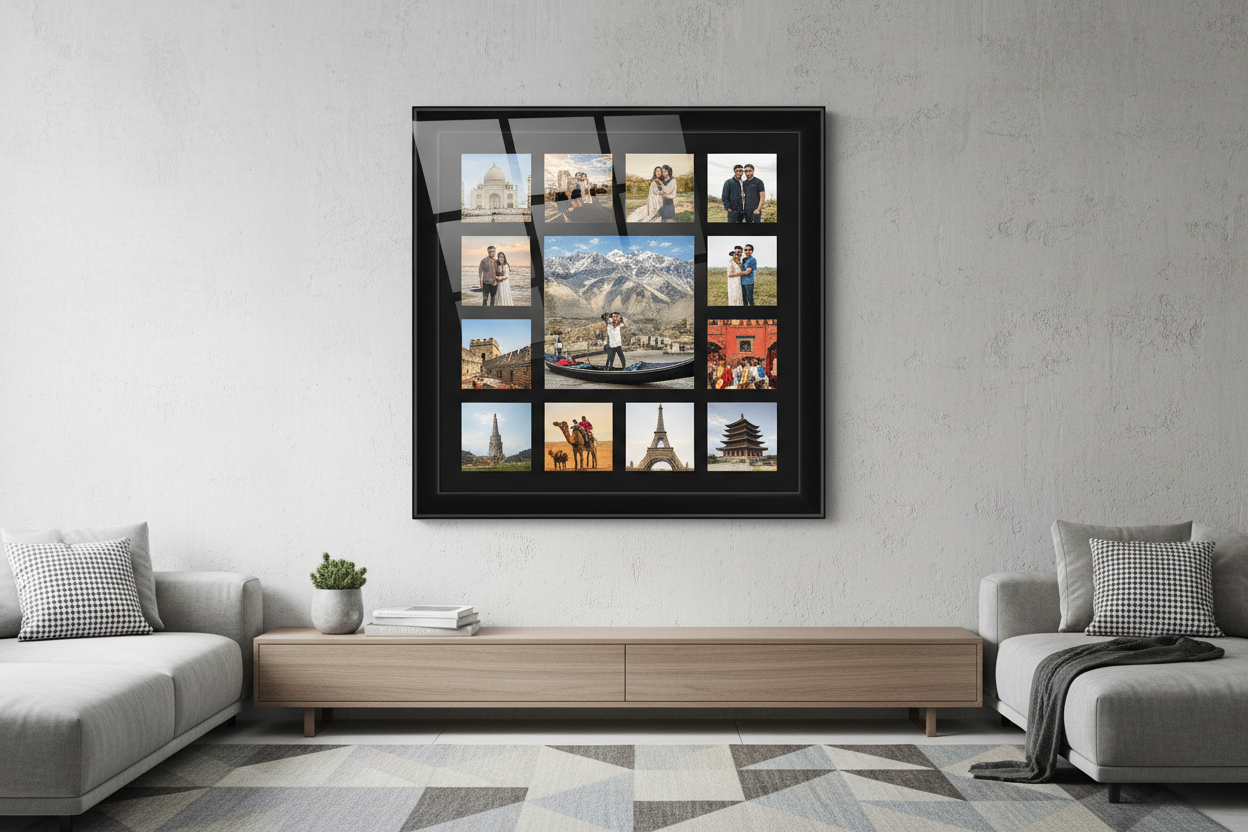 12x12 Black Travel Collage