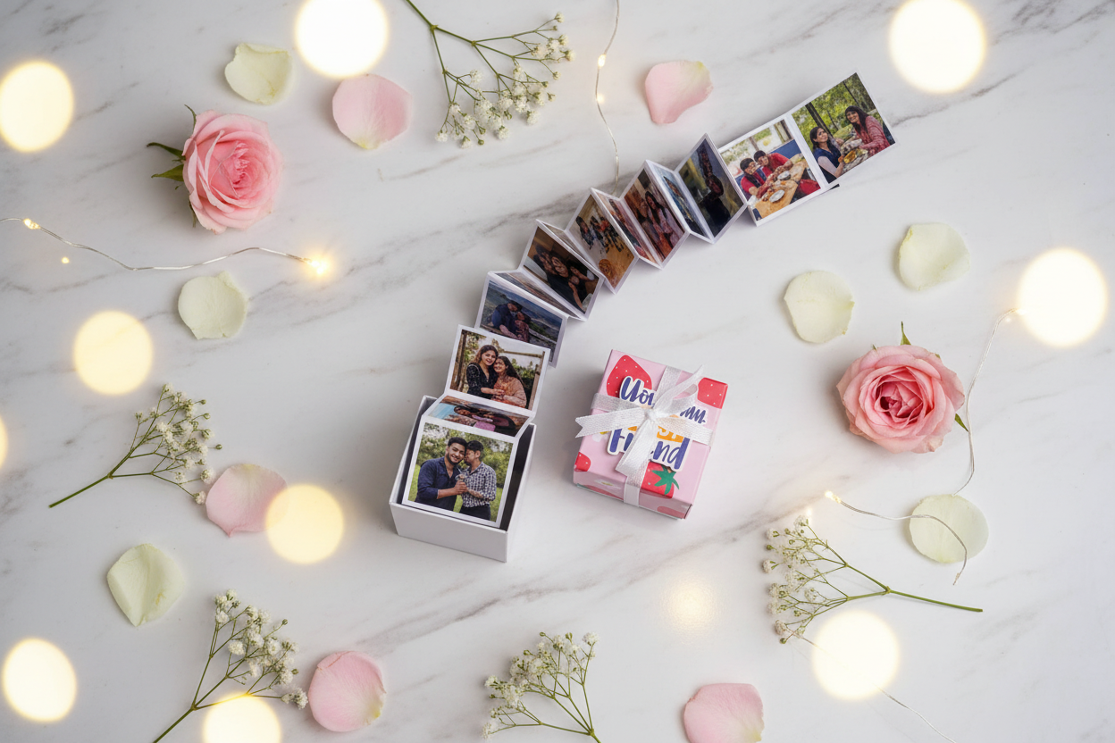 Marble with Flowers Photo Box