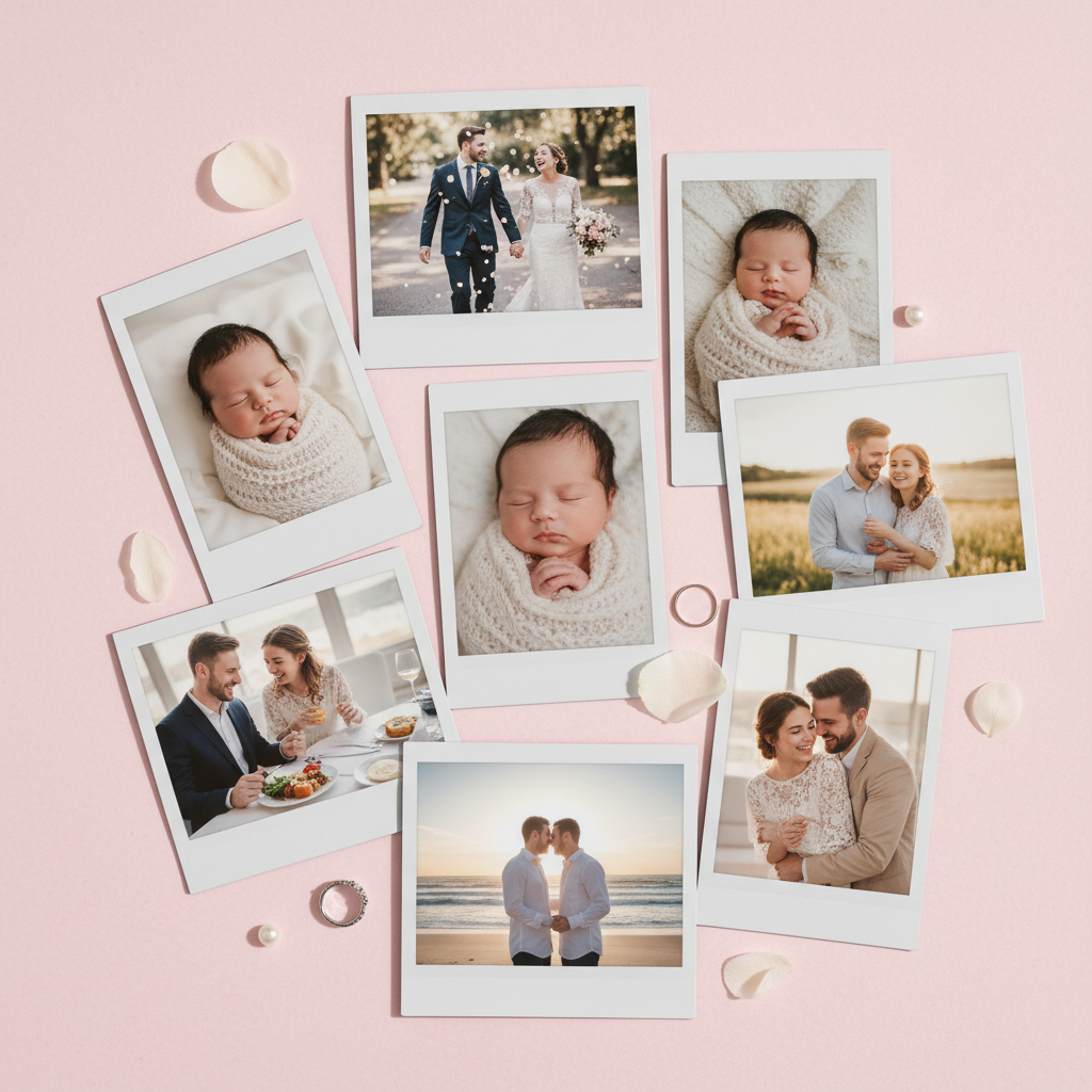 Scattered Polaroid Photos