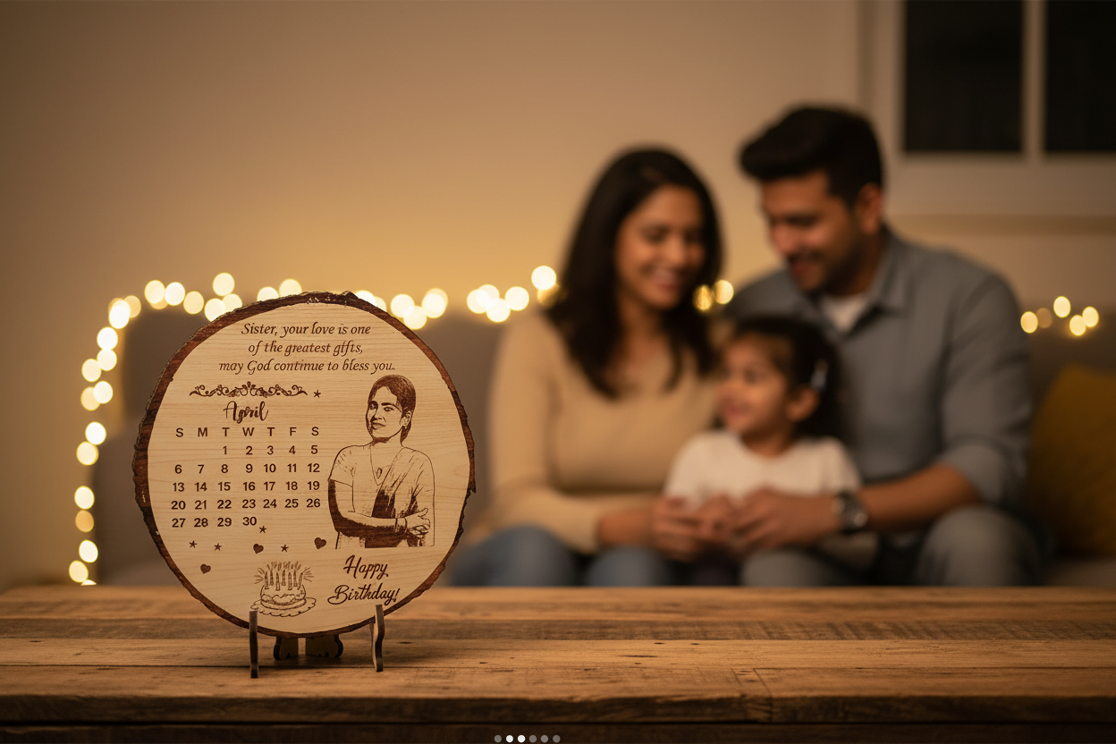 Wooden Table Bokeh Calendar